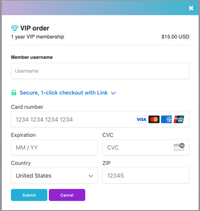 vip checkout